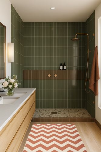 Arneshia Chevron Beige/Terracotta Indoor / Outdoor Area Rug Wade Logan Rug Size ... in Green Bathroom