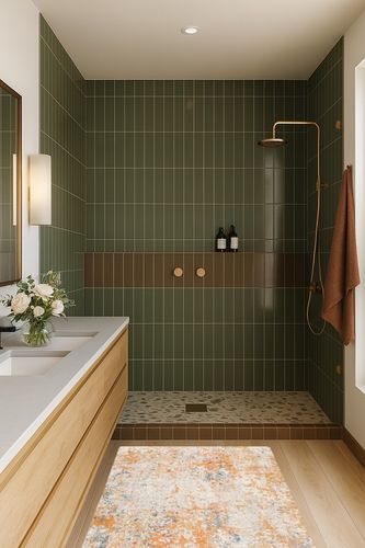 Agdal Abstract Ivory/Orange Area Rug Zipcode Design Rug Size: Rectangle 3' x 5' in Green Bathroom