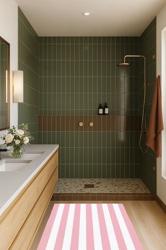 Area Rug, Christmas Pink Stripe Rug, Plush Living Room Rugs, Area Rugs for Living Room Decor Bedroom Decor, Rugs for Living Room, Carpet 2x3ft Rugs for Bedroom in Green Bathroom