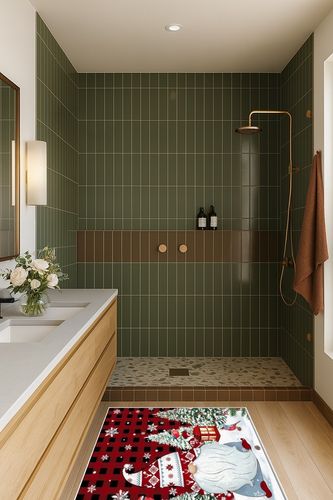 Area Rug 2x3 Feet, Xmas Snowflake Snowman Christmas Rug, Rugs for Living Room Decor Bedroom Decor Kids Room, Non-Slip Living Room Rugs, Comrft Carpet Washable Rug in Green Bathroom