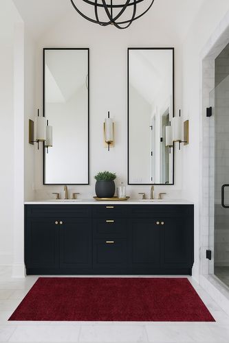 Haze Solid Low-Pile Indoor Area-Rug in Transitional Black Bathroom