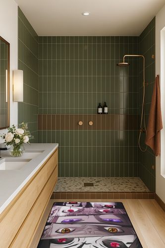 Anime Area Rugs Anime Characters Carpet 3D Print Cartoon Anti-Slip Rug for Bedroom Living Room Home Decor Gifts to Friends for Halloween and Christmas 3.3' x 5' in Green Bathroom