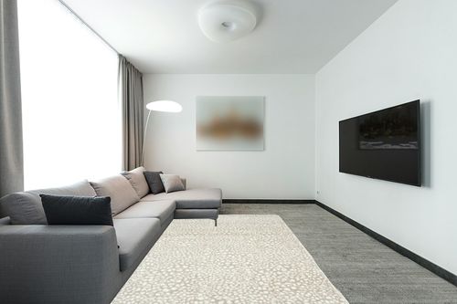 Abani Rugs Arto ART200A Contemporary Cheetah Print Area Rug in Modern Living Room with Grey Couch