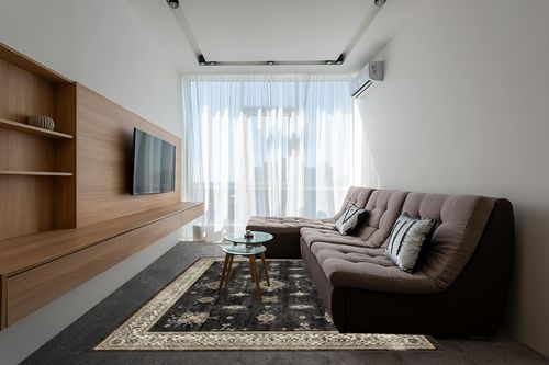 RUGGABLE – Verena Dark Wood – Machine Washable Area Rug – Pet & Child Friendly – Stain & Water Resistant – Non-Slip – 8'x10' in Grey Living Room with Brown Couch