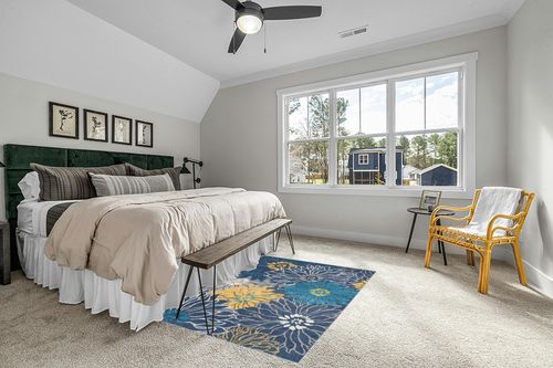 Nourison Passion Blue 5'3" x 7'3" Area-Rug, Floral, Farmhouse, Easy-Cleaning, Non Shedding, Bed Room, Living Room, Dining Room, Kitchen, (5' x 7') in Grey Traditional Bedroom with King Bed