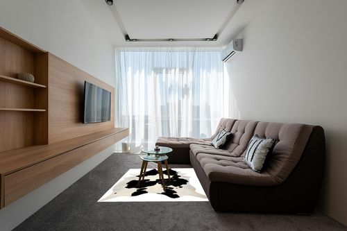 New Large 100% Black & White Cowhide Leather Rugs Cow Hide Skin Carpet Area 26-30 SQ.FT (Black & White) in Grey Living Room with Brown Couch