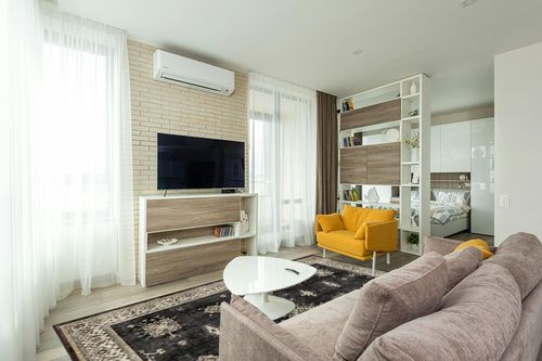 RUGGABLE – Verena Dark Wood – Machine Washable Area Rug – Pet & Child Friendly – Stain & Water Resistant – Non-Slip – 8'x10' in Light Modern Living Room with TV