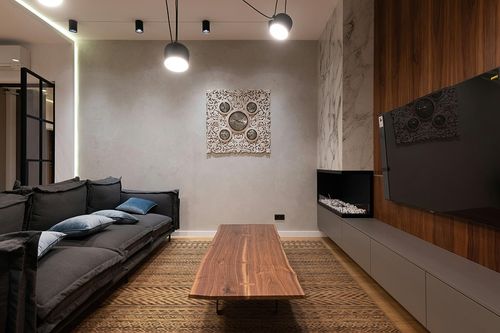 RUGSREAL 9 x 12 Boho Area Rug Machine Washable Modern Moroccan Large Carpet Non-Slip Low Pile Area Rug for Home Office Living Room Bedroom, 9' x 12' in Dark Wood Living Room with Black Couch