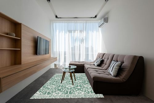 SAFAVIEH Dip Dye Collection Area Rug - 6' x 9', Dark Green & Ivory, Handmade Wool, Ideal for High Traffic Areas in Living Room, Bedroom, Dining (DDY901Y-6) in Grey Living Room with Brown Couch