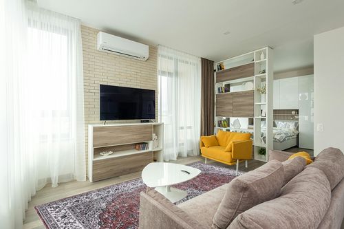 CAROMIO Vintage Area Rug in Light Modern Living Room with TV