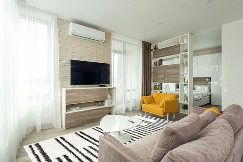 Eyely HOM406A-8 Moroccan Hype Petra Stripe Geometric Shag Indoor Area Rug Bohemian;Transitional;Modern, Bedroom, Kitchen, Living Room, Easy-Cleaning, Non-Shedding, 8 X 10, White/Gray in Light Modern Living Room with TV