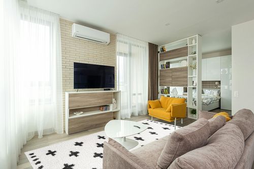 JONATHAN Y MOH403A-8 Cristo Berber Geometric Shag Indoor Area-Rug Bohemian Contemporary Easy-Cleaning Bedroom Kitchen Living Room Non Shedding, 8 X 10, White/Black in Light Modern Living Room with TV