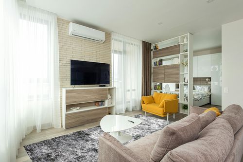 Area Rug Living Room Rugs - 8x10 Large Soft Indoor Neutral Modern Abstract Low Pile Washable Rug Carpet for Bedroom Dining Room Farmhouse Home Office - Grey in Light Modern Living Room with TV