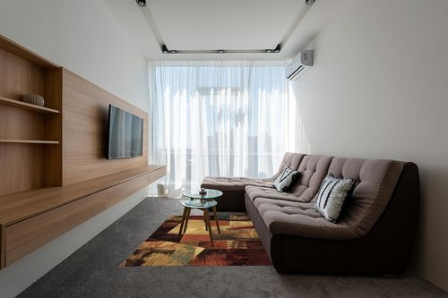 Home Dynamix Catalina_HD1237-999 Area Rug, 5 ft 3 in x 7 ft 2 in, Brown/Beige in Grey Living Room with Brown Couch