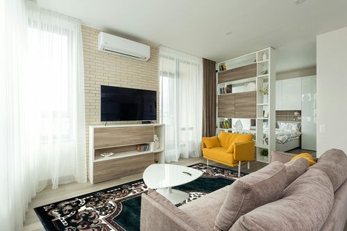 Kingdom Traditional Area Rug Hunter Dark Green Design D123 (8 Feet X 10 Feet) in Light Modern Living Room with TV