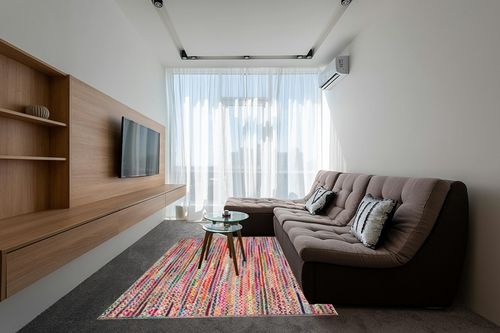 nuLOOM Aleen Bohemian Cotton/Jute Area Rug, 6x9, Multi in Grey Living Room with Brown Couch