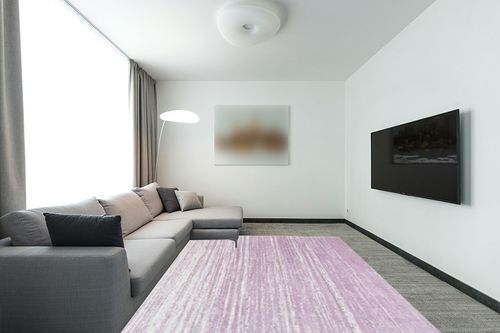 SAFAVIEH Adirondack Collection Area Rug - 8' x 10', Cream & Purple, Modern Ombre Design, Non-Shedding & Easy Care, Ideal for High Traffic Areas in Living Room, Bedroom (ADR113L) in Modern Living Room with Grey Couch