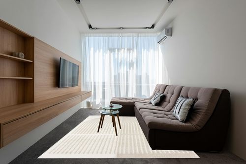 Abani Nuevo Collection Area Rug - Modern Arch Beige/Cream Pattern -7'9" x 10'2" - Easy to Clean - Non-Shedding - Medium Pile - Soft Feel - for Living Room, Bedroom & Office in Grey Living Room with Brown Couch