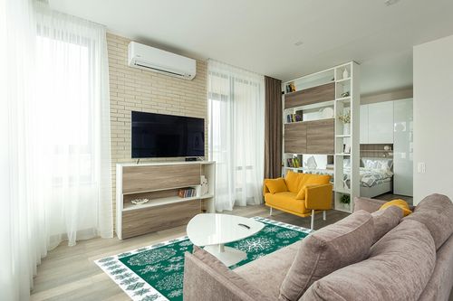 Christmas Area Rug 5 x 8, Washable Bedroom Rug Non-Slip Kitchen Rugs Non Shedding Floor Cover Mat Runner Rug for Living Room Dining Room Outdoor Carpet Seasonal Green Snowflakes Winter Xmas in Light Modern Living Room with TV