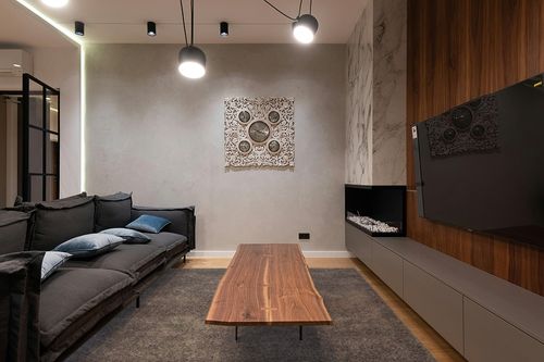 nuLOOM Marleen Contemporary Shag Area Rug, 9x12, Gray in Dark Wood Living Room with Black Couch