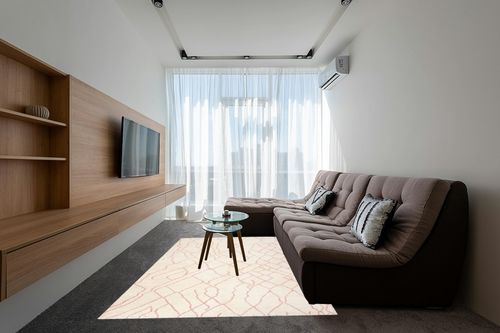 Purtell Abstract Hand Knotted Ivory/Pink Area Rug Foundstone Rug Size: Rectangle ... in Grey Living Room with Brown Couch