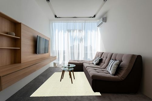 ITSOFT Non Slip Area Rug Pad Carpet Underlay Mat on Hard Floor Runner Extra Strong Grip, 6 x 9 Feet in Grey Living Room with Brown Couch