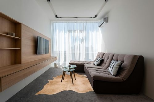 Loloi II Grand Canyon Collection GC-09 TAN, Transitional 6'-2" x 8' Area Rug in Grey Living Room with Brown Couch