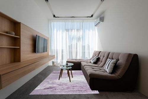 SAFAVIEH Adirondack Collection Area Rug - 6' x 9', Grey & Purple, Modern Abstract Design, Non-Shedding & Easy Care, Ideal for High Traffic Areas in Living Room, Bedroom (ADR112V) in Grey Living Room with Brown Couch