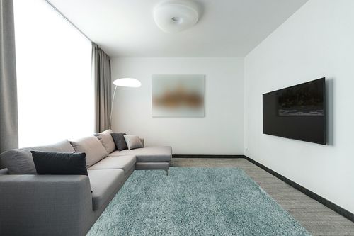‎Ivory ‎Rug  ‎Di, Conference Room, Home Office ‎Area Rug in Modern Living Room with Grey Couch