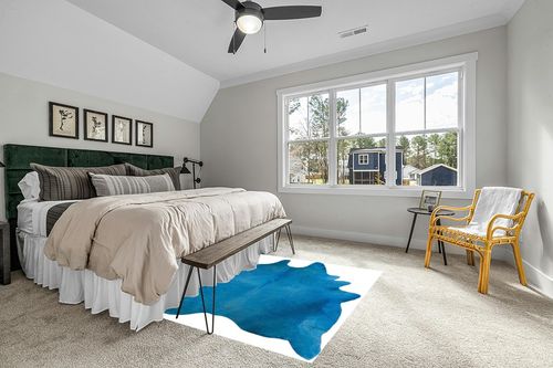 Natural Geneva Cowhide Area Rugs for Living Room and Bedroom | Handmade 100% Cow Rug with Low Pile | Shed-Resistant Home and Office Rug, Sky Blue, 6 ft x 7 ft in Grey Traditional Bedroom with King Bed