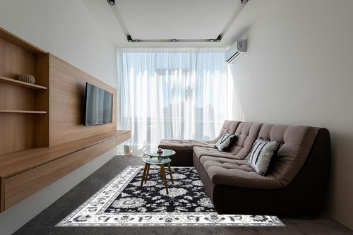 JONATHAN Y MDP505D-8 Cherie French Cottage 8 ft. x 10 ft. Area Rug, Vintage, Bohemian, Transitional, Traditional, Office, Living Room, Family Room, Dining Room, Bedroom, Black/Cream in Grey Living Room with Brown Couch
