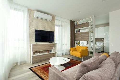 ‎Black/Brown ‎Royalty Vega ‎Fade Resistant, Stain Resistant ‎Area Rug in Light Modern Living Room with TV