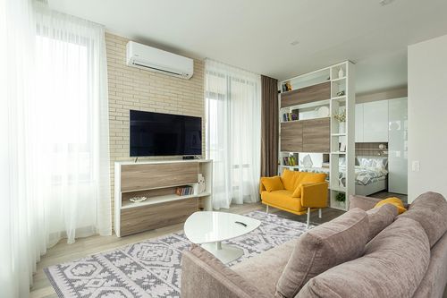 JONATHAN Y SBH102B-8 Citta High-Low Pile Mediterranean Tile Indoor Outdoor Area-Rug Bohemian Contemporary Geometric Easy-Cleaning Bedroom Kitchen Backyard Patio Porch Non Shedding, 8 X 10, White/Black in Light Modern Living Room with TV