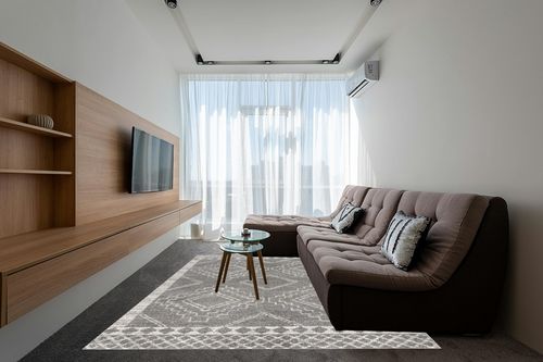 JONATHAN Y MOH200C-8 Amir Moroccan Beni Souk Indoor Area-Rug Bohemian Farmhouse Rustic Geometric Easy-Cleaning Bedroom Kitchen Living Room Non Shedding, 8 X 10, Gray,Cream in Grey Living Room with Brown Couch