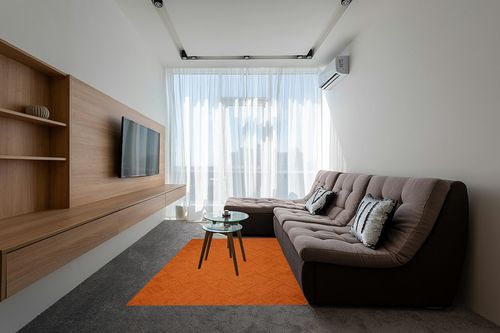 CASAVANI Indian Artisans Hand Braided Rug Area Rug Kilim Rug 5x8 Jute Rug Natural Jute Rug Geometric Pattern Orange Hand Woven Rug Flatweave Rug Indoor Outdoor Rugs for Bedroom Living Room in Grey Living Room with Brown Couch