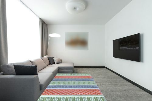 BalajeesUSA Premium Outdoor Plastic Patio Rugs – 5x7, Green, Orange, Premium and Affordable, Multipurpose, Woven Plastic Straw, All-Weather and Waterproof Rug, Reversible Camper Rug in Modern Living Room with Grey Couch