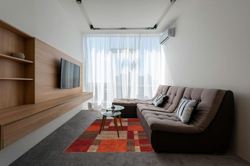 Unique Loom Autumn Collection Modern Contemporary Casual Abstract Area Rug, 5' 3" x 8', Multi/Dark Brown in Grey Living Room with Brown Couch