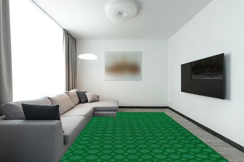 Garland Rug Garden Trellis 9 ft. x 12 ft. Indoor/Outdoor Area Rug Green in Modern Living Room with Grey Couch