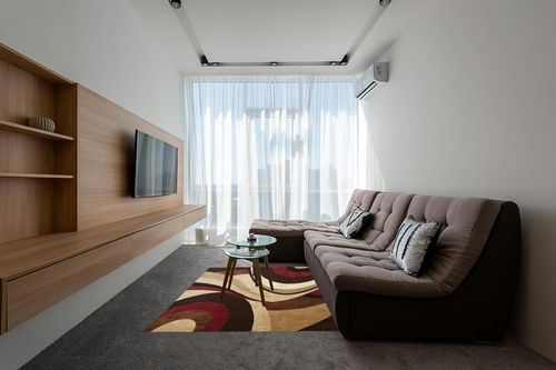 Brown/Red Contemporary Fade Resistant, Stain Resistant Bedroom, Living Room, Dining Room, Nursery Room Area Rug in Grey Living Room with Brown Couch