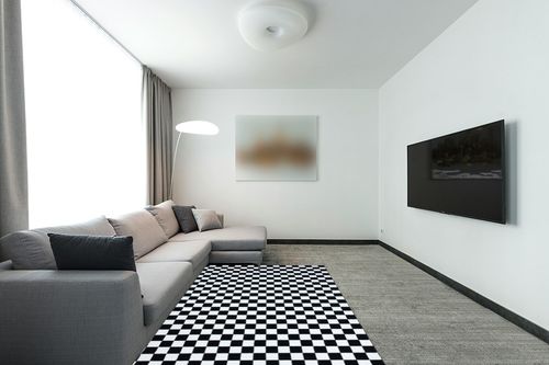 LUXE WEAVERS Geometric Checkered Black and White 5x7 Area Rug, Non-Shedding Modern Living Room Carpet in Modern Living Room with Grey Couch