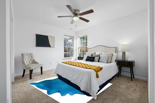 Natural Geneva Cowhide Area Rugs for Living Room and Bedroom | Handmade 100% Cow Rug with Low Pile | Shed-Resistant Home and Office Rug, Sky Blue, 6 ft x 7 ft in White and Yellow Modern Bedroom