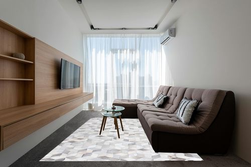 SAFAVIEH Studio Leather Collection 8' x 10' Ivory/Grey STL229F Handmade Mid-Century Modern Living Room Dining Bedroom Area Rug in Grey Living Room with Brown Couch