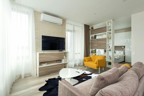 bonanza leathers Genuine Cowhide Rug Dark Tricolor Size S/L/XL 5X6/6X7/7X8 FT (XL) in Light Modern Living Room with TV