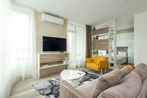 nuLOOM Remona Modern Abstract Area Rug, 5x8, Grey in Light Modern Living Room with TV