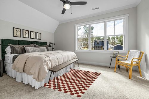 Balta Rugs Oslo Checkered Shag Rug, Red, 5' 3" x 7' in Grey Traditional Bedroom with King Bed
