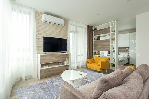 8x10 Area Rugs for Living Room:Large Machine Washable Area Rug with Non Slip Backing Non Shedding Abstract Stain Resistant Carpet for Bedroom Dining Room Nursery Home Office - Gray in Light Modern Living Room with TV