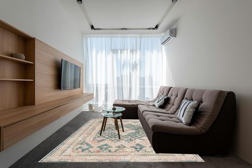 Thalia Bohemian Green/Ivory 7'10" x 9'10" Area-Rug, Easy-Cleaning, Non Shedding, Bed Room, Living Room, Dining Room, Kitchen (8x10) in Grey Living Room with Brown Couch