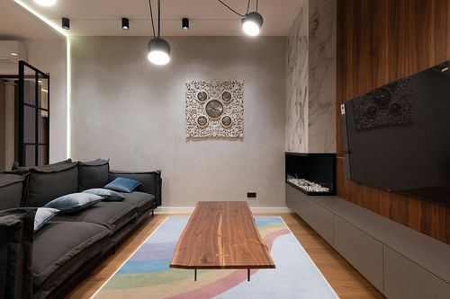 Well Woven Kids Rugs Rainbow 6' x 9' Multi Color Modern Printed Machine Washable Area Rug in Dark Wood Living Room with Black Couch