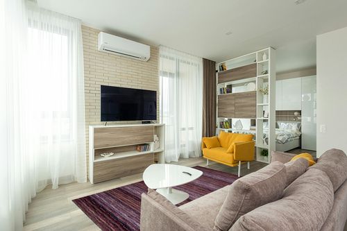 SAFAVIEH Himalaya Collection Area Rug - 5' x 8', Purple & Multi, Handmade Wool, Ideal for High Traffic Areas in Living Room, Bedroom (HIM702A) in Light Modern Living Room with TV