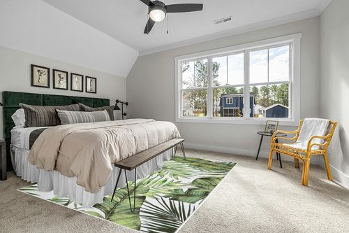 CAREMEE 8x10 Washable Area Rug Palm Tree Leaf Area Rug Indoor Throw Carpet Rug Non Slip Low Profile Non-Shedding Large Area Rug for Living Room Bedroom Kitchen, 8' x 10' Green in Grey Traditional Bedroom with King Bed